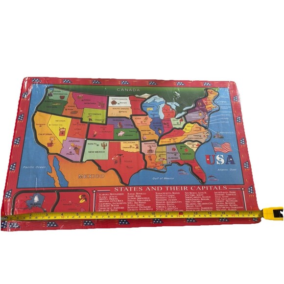 Wooden USA Map Puzzle for Kids 46 PCS United States Puzzle With Capitols 2009 - Picture 8 of 10
